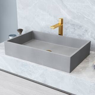 VIGO Orvieto 24"L x 15"W Concrete Vessel Sink and Nova 10"H Faucet Set