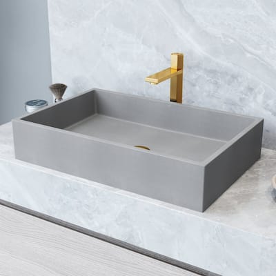 VIGO Orvieto 24"L x 15"W x 5"H Concreto Stone Rectangular Bathroom Vessel Sink