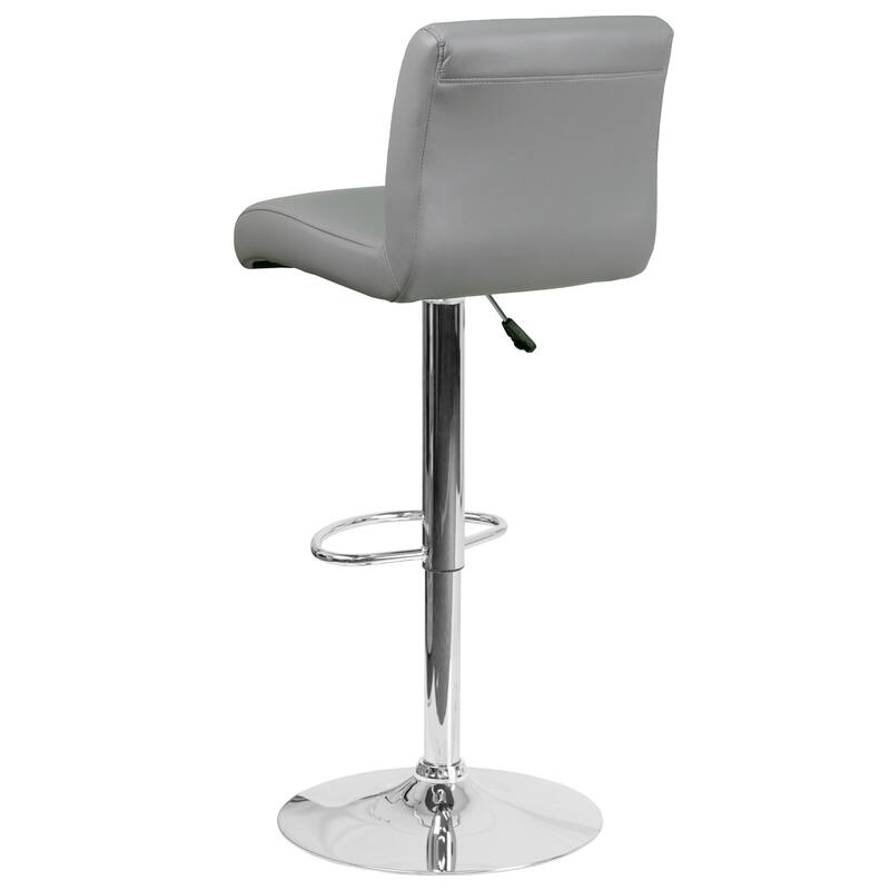 2 Pack Vinyl Adjustable Height Barstool with Rolled Seat and Chrome Base