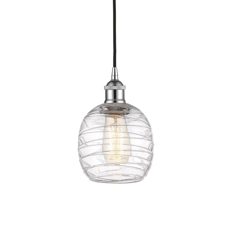 Innovations Lighting 616-1P-10-6 Belfast Pendant Belfast 6" Wide Mini - Polished Chrome / Deco Swirl