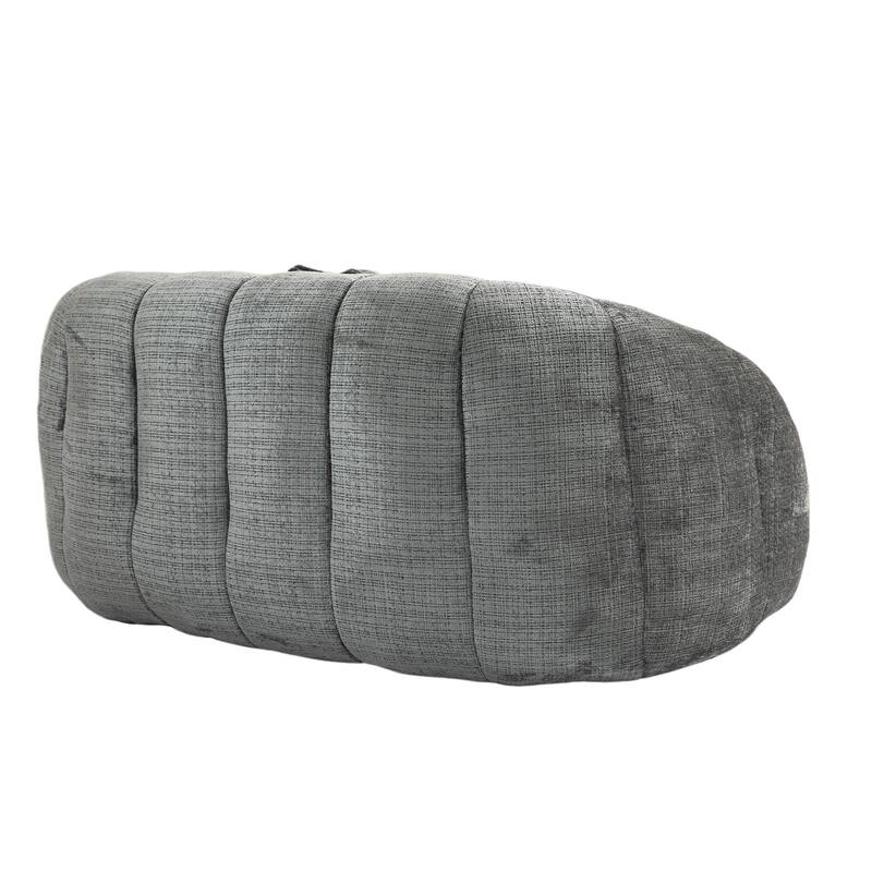Gray Modern 63.78" Chenille Upholstered Lounge Chair with High Density Foam Filling and Pillows