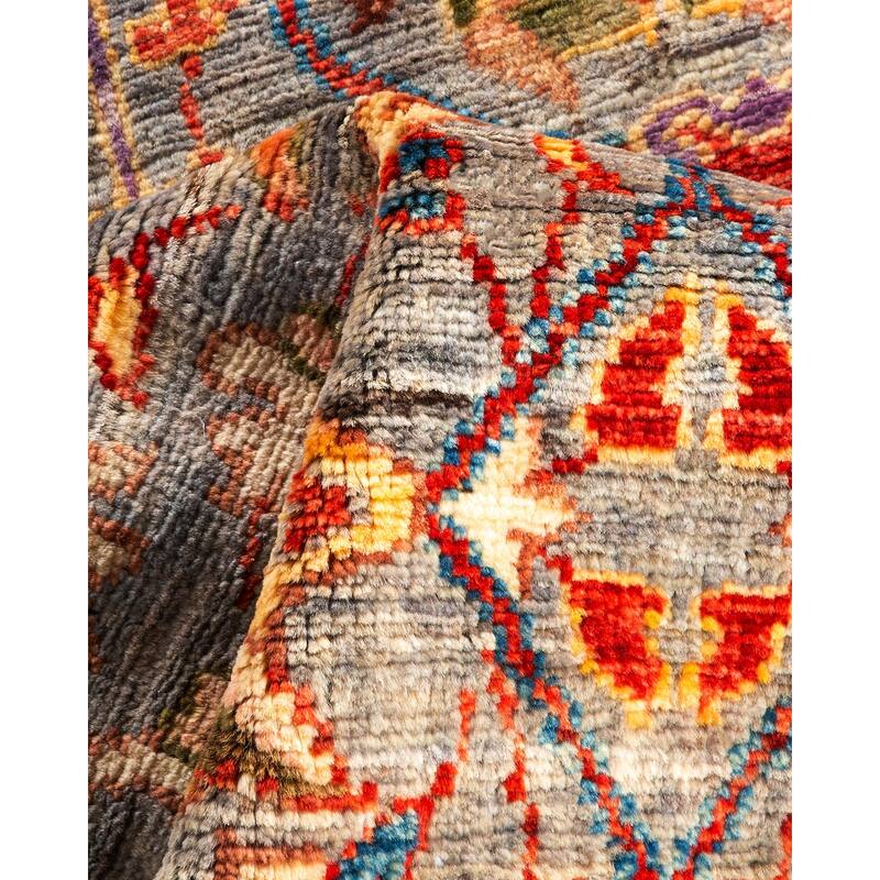 One of a Kind Hand Knotted Traditional Tribal Traditional Area Rug - 4' 10" X 2' 0"