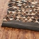 preview thumbnail 5 of 7, Pelle Leather Warm Browns/Black Mosaic Abstract-Edged Area Rug