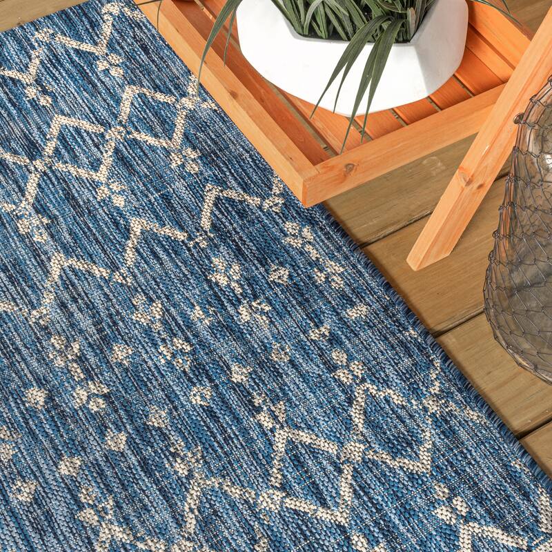 JONATHAN Y Trebol Moroccan Geometric Textured Weave Indoor/Outdoor Area Rug