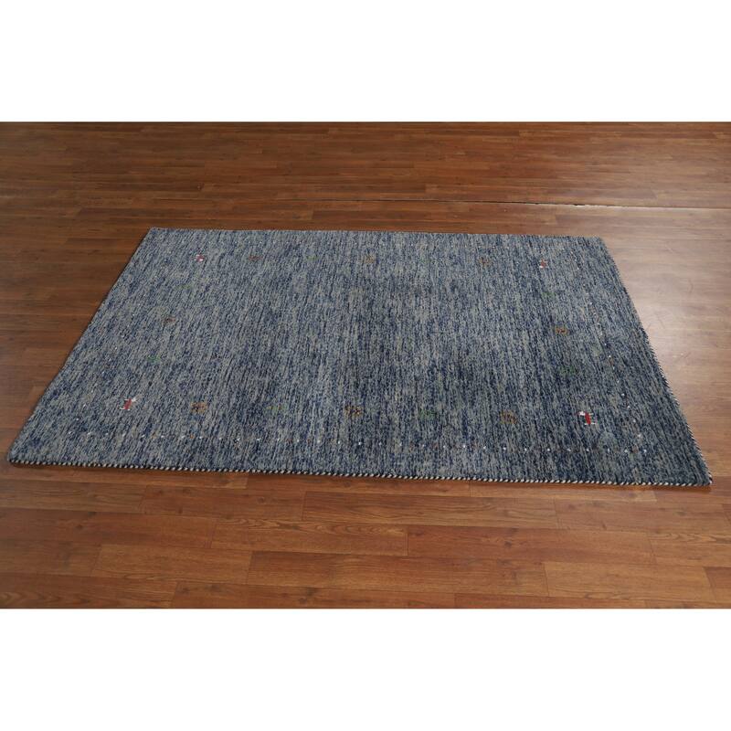 Hand Knotted Oriental 100% Wool Carpet Tribal Stripe Navy Blue & Blues Gabbeh Area Rug - 5' 10'' X 3' 11''