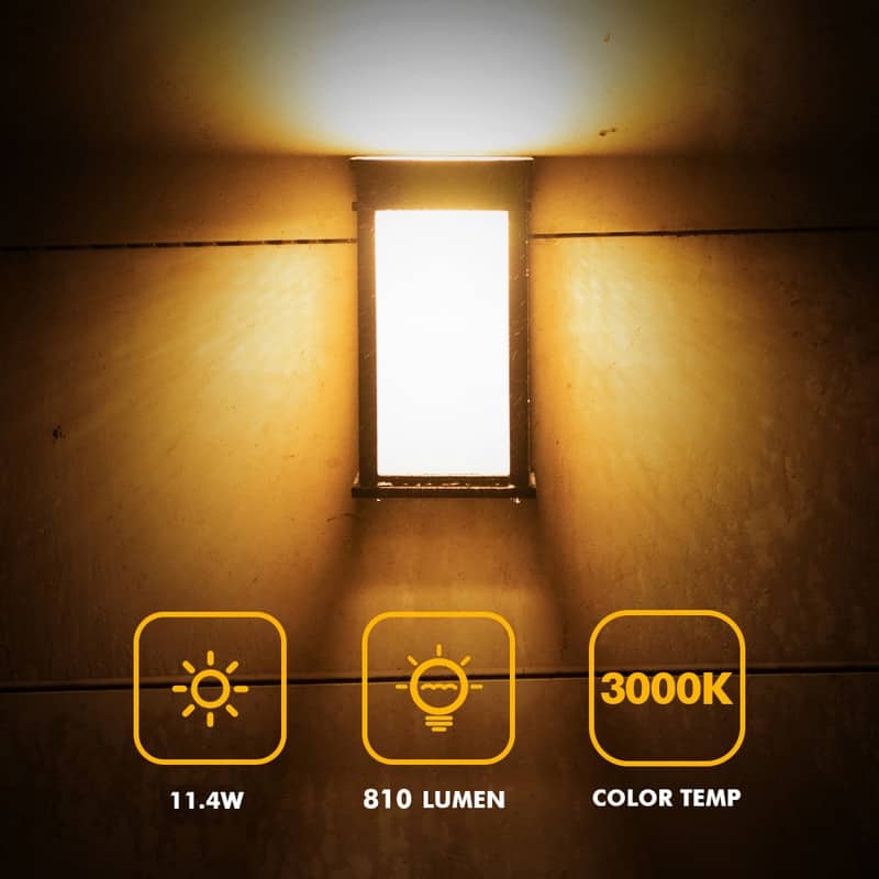 Lutec 1-Light Black Integrated LED Outdoor Wall Sconce with Dusk to Dawn Feature - 4.72 x 8.66 x 3.46