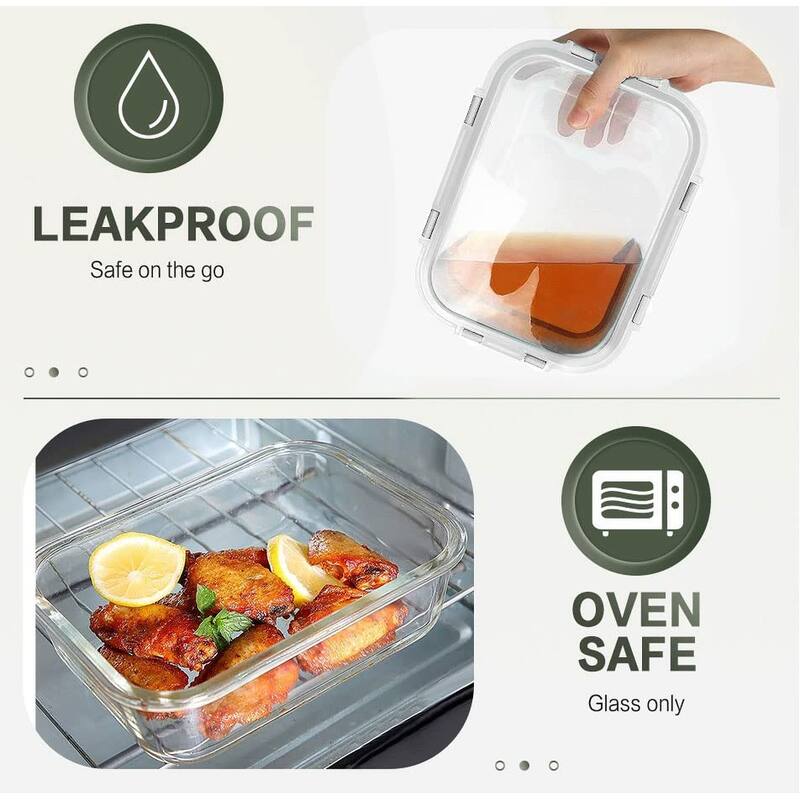 10 Packs 30 oz Glass Meal Prep Containers,Glass Food Storage Containers with Lids,Airtight Glass Lunch Bento Boxes,BPA Free