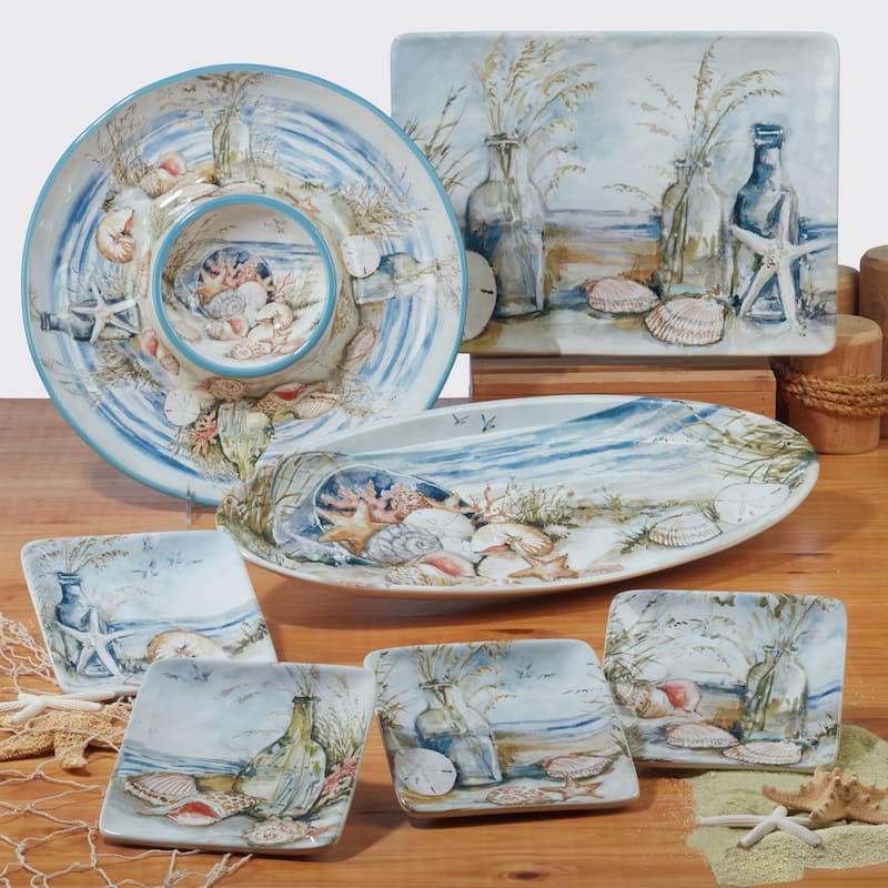 Certified International Coastal Landscape 9" Salad/Dessert Plates, Set of 4 Assorted Designs - 10.75' x 11'