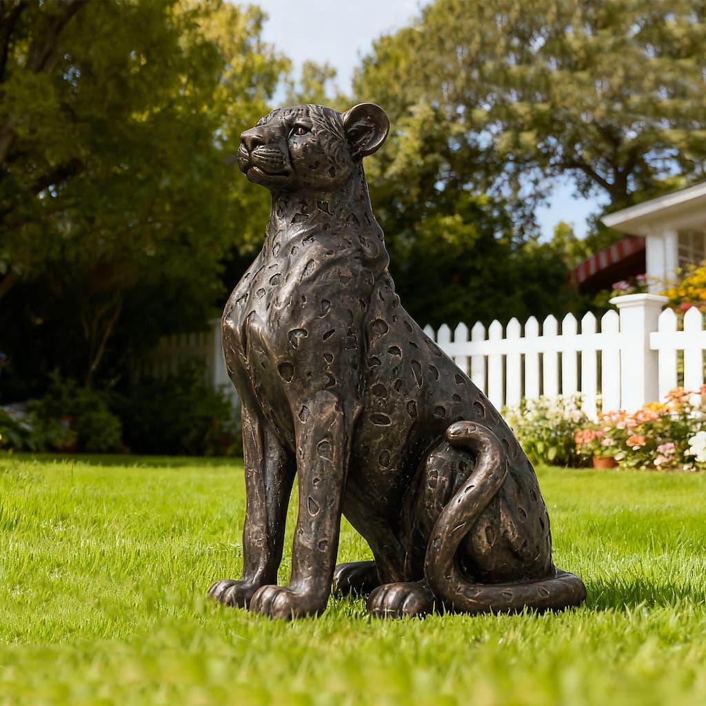 Glitzhome 23.25''H MGO Bronze Leopard Statue