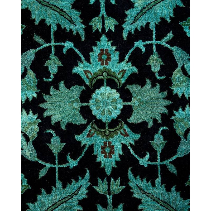 Overton Hand Knotted Wool Vintage Inspired Modern Contemporary Overdyed Black Area Rug - 3' 2" x 5' 2"