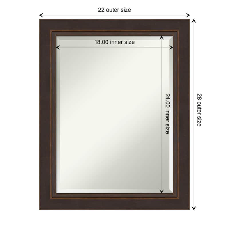 Beveled Wood Bathroom Wall Mirror - Lara Bronze Frame - Lara Bronze - 22 x 28 in
