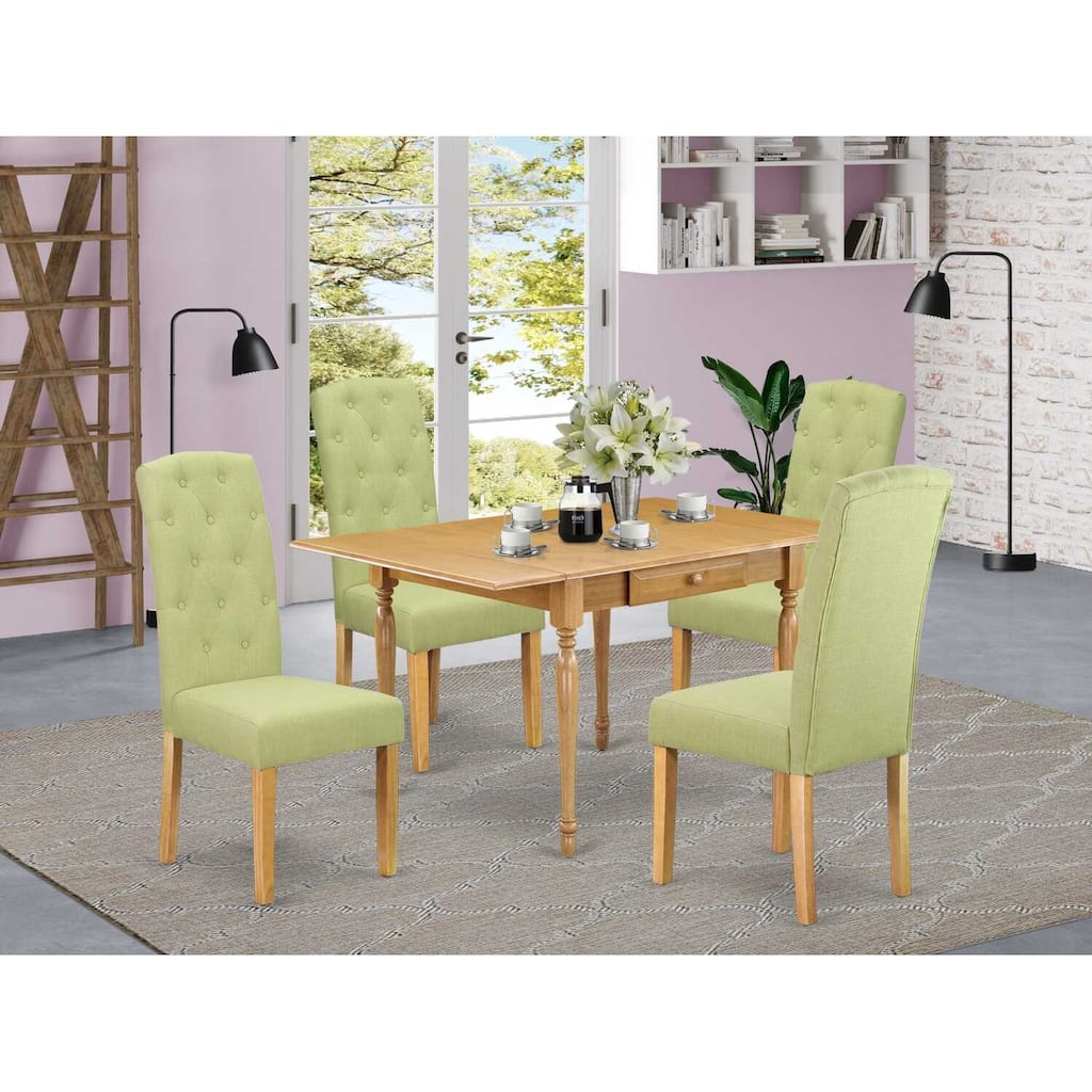HomeStock 5-Pc Natural Oak Finish Solid Wood Top - Dining Room Set with Dropleaf - Seats 4
