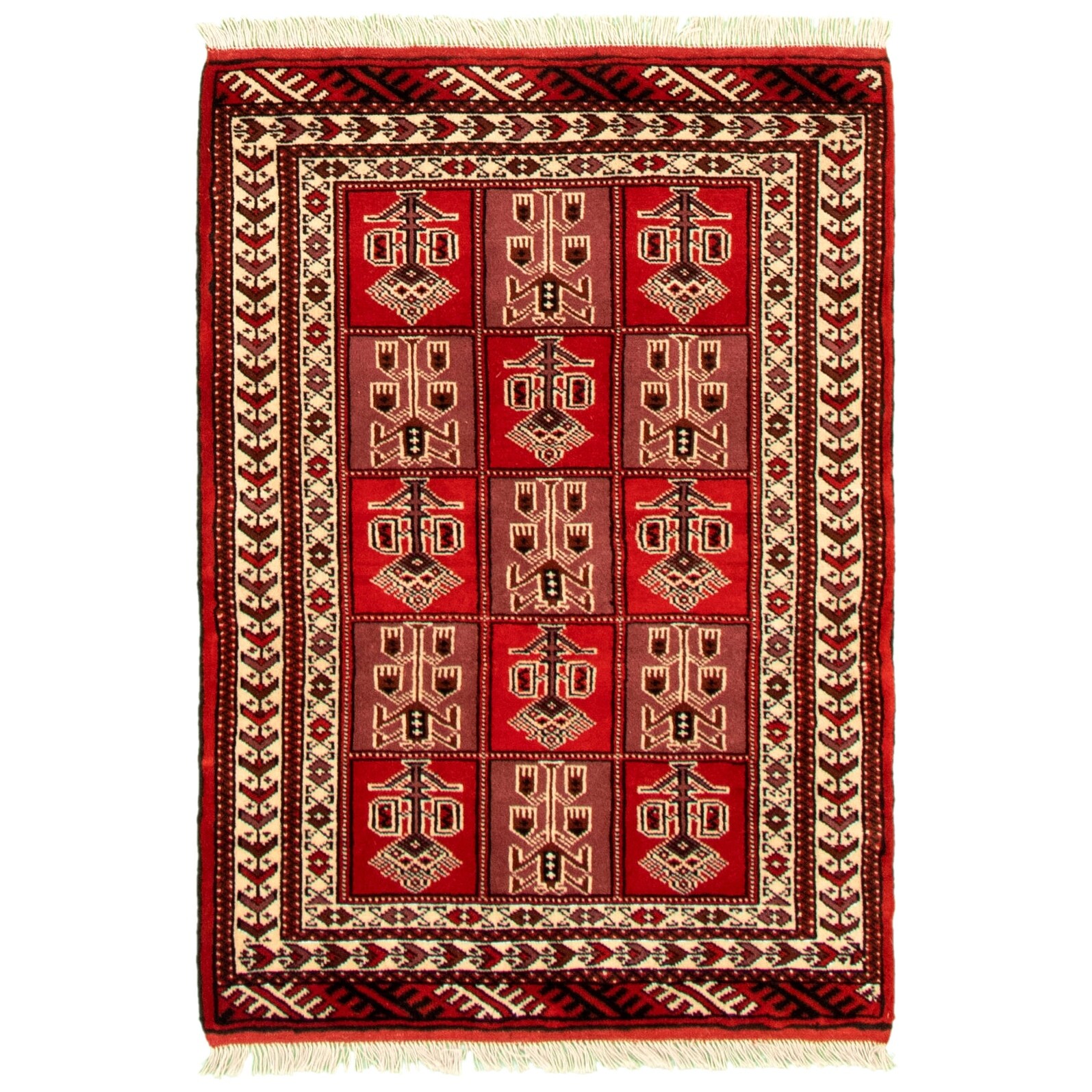 Turkmenistan Turkman 3'3 x 4'9 Hand-knotted Wool Red Rug