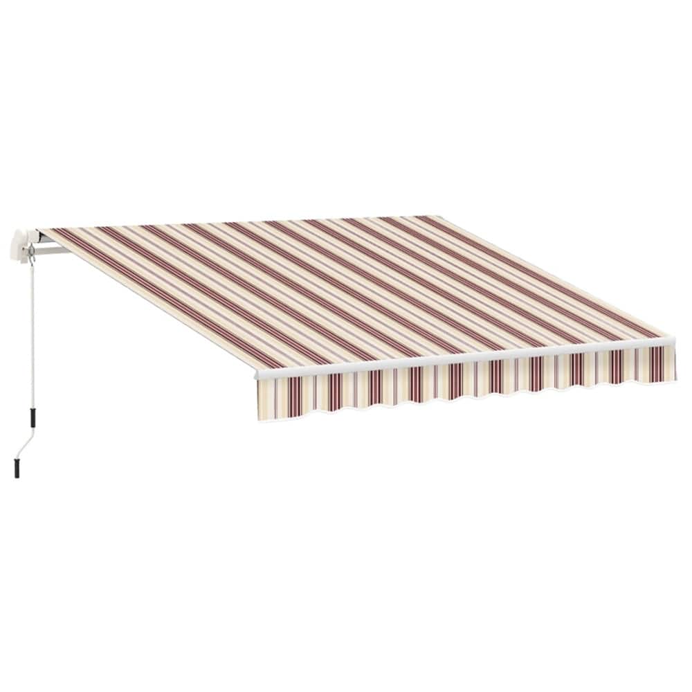 Red-Beige Aluminum Steel Polyester Retractable Outdoor Awning with Shade - 116.25" W x 96.5" D