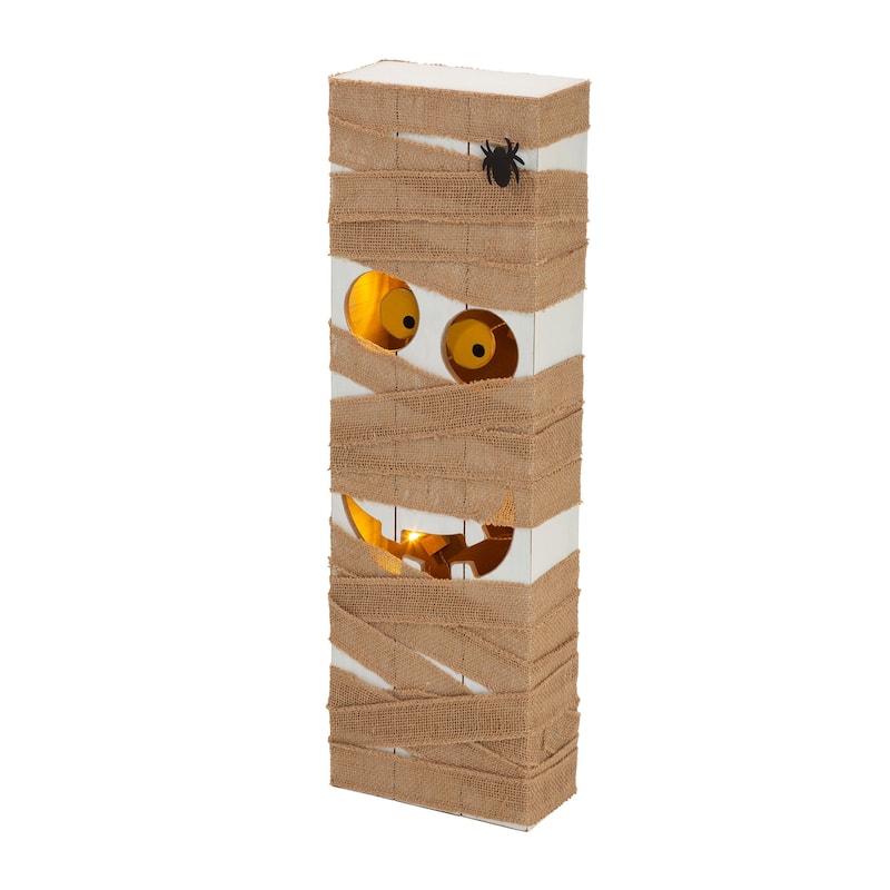 Glitzhome 30"H LED Lighted Halloween Pumkin Wooden Porch Decor with Timer