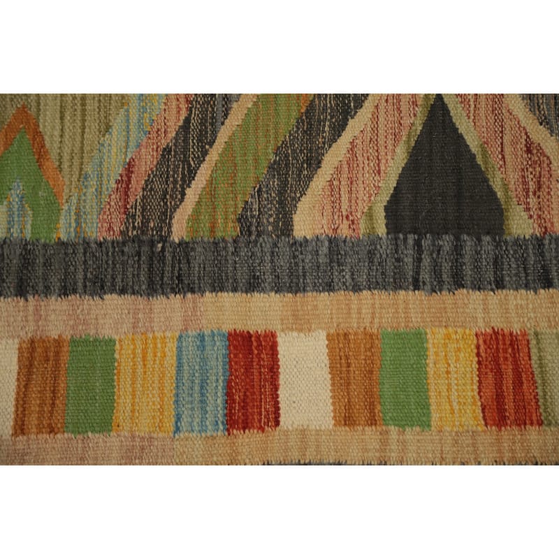 Hand Woven Oriental 100% Wool Carpet Southwestern Tribal Multi-Colored Kilim Area Rug - 8' 10'' X 5' 10''