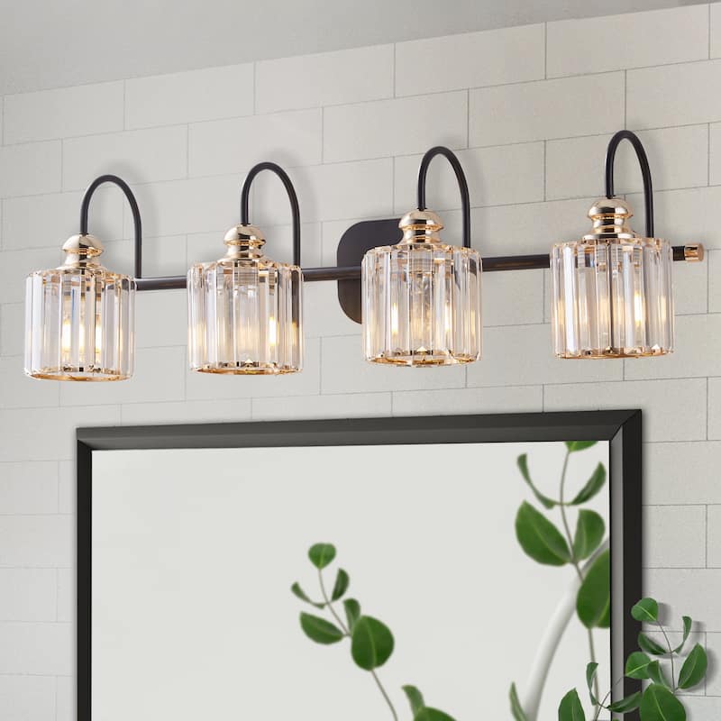 ExBrite Modern Rose Gold 1/2/3/4/5-light Bathroom Dimmable Crystal Vanity Lights Wall Sconces - 4-Lights - Rose Gold