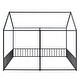 preview thumbnail 9 of 35, Metal Twin Size House Platform Bed with Two Shared Beds, Guardrails, Roof and Windows, Sturdy Frame, Black Finish