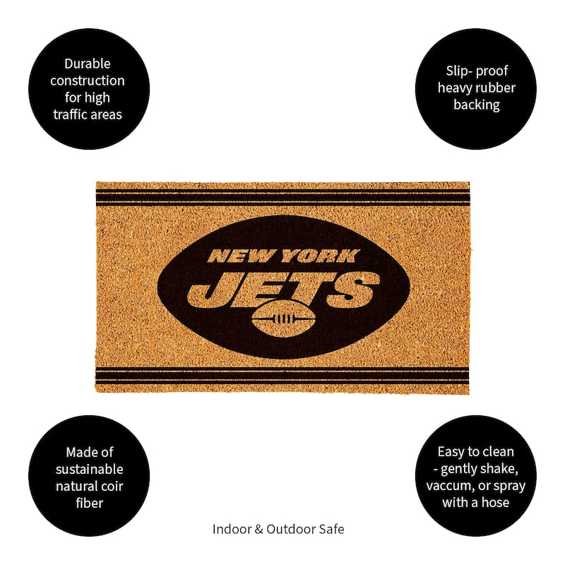 New York Jets Monochrome Indoor/Outdoor Coir Door Mat