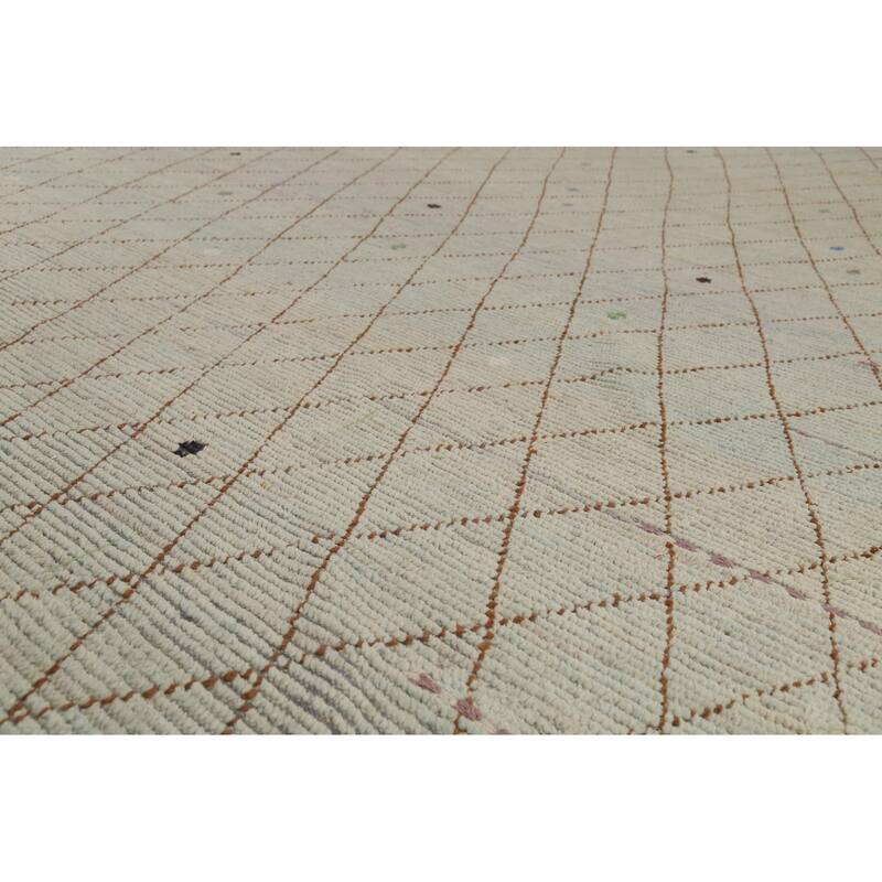 All-Over Trellis Moroccan Modern Large Area Rug Handmade Wool Carpet - 10'0"x 14'4"
