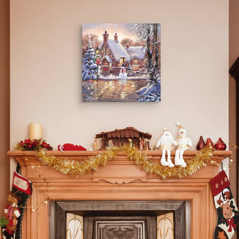 Snowman Cottage by The Macneil Studio Canvas Art Print