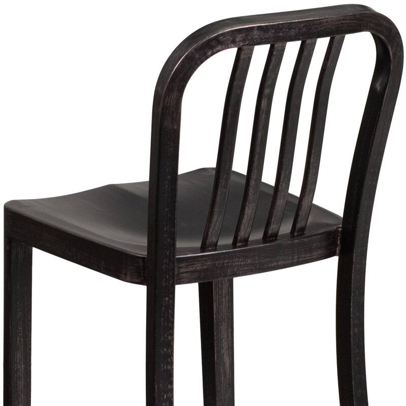 2 Pack 24'' High Metal Indoor-Outdoor Counter Height Stool w/ Vertical Slat Back