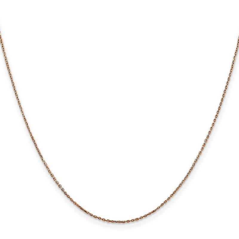 Curata 14k Rose Gold 0.8mm Diamond-Cut Cable Chain Necklace Options: 16 18 20 22 24 30