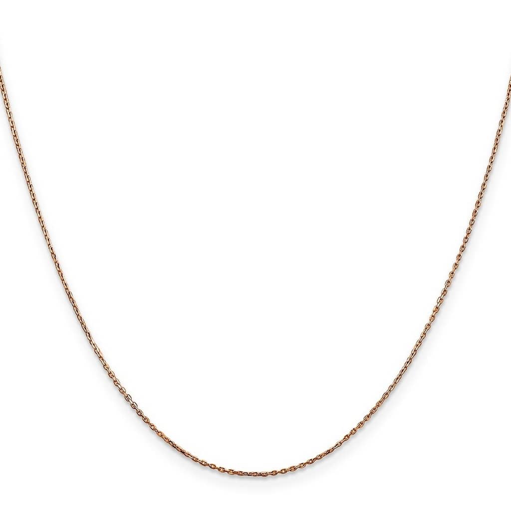Curata 14k Rose Gold 0.8mm Diamond-Cut Cable Chain Necklace Options: 16 18 20 22 24 30