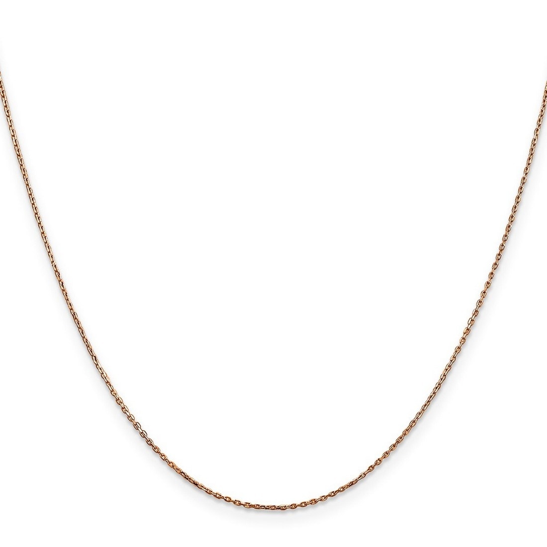 Curata 14k Rose Gold 0.8mm Diamond-Cut Cable Chain Necklace