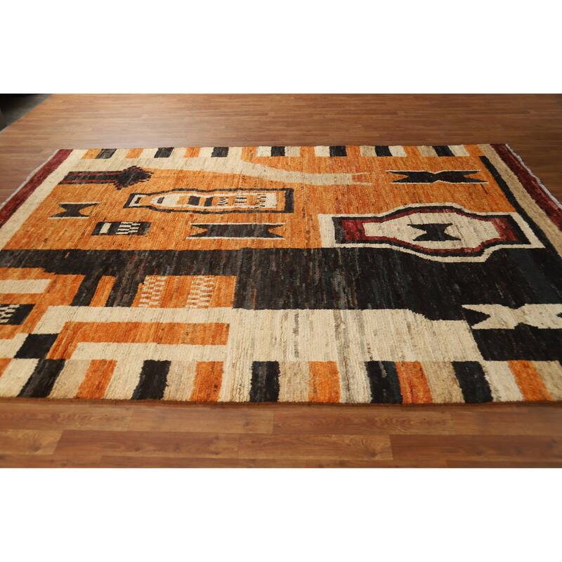 Tribal Geometric Moroccan Oriental Area Rug Handmade Wool Carpet - 6'9" x 9'10"