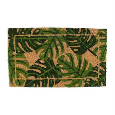 J&M Palm Leaves Vinyl Back Coir Doormat 18x30 - 18x30"