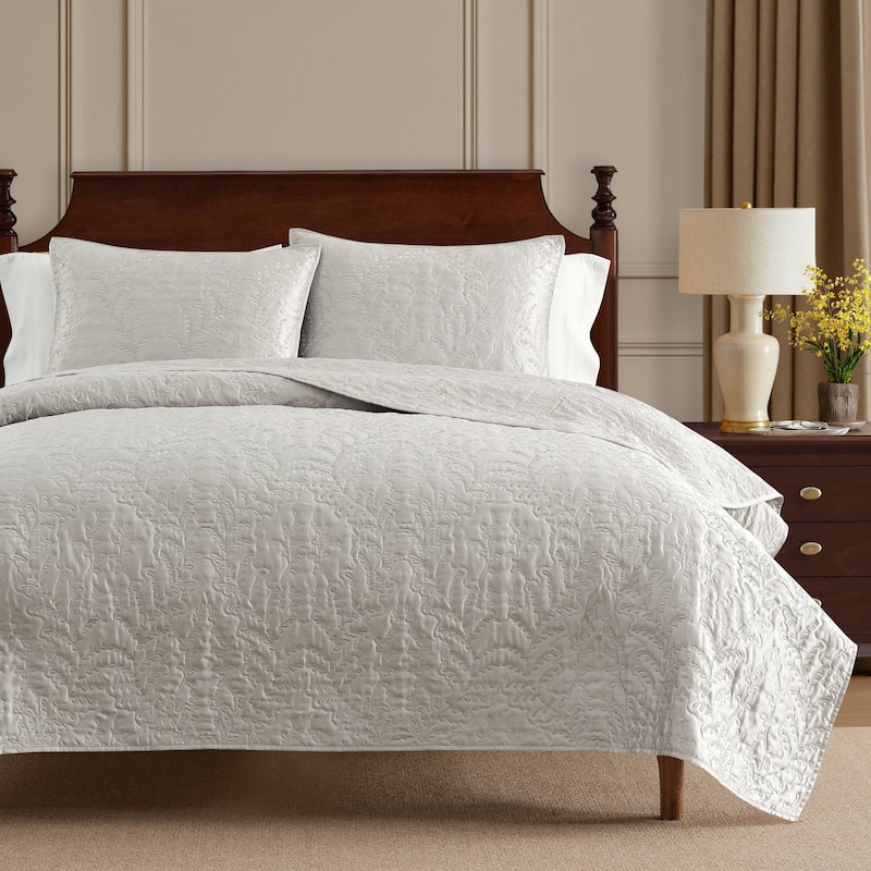 Martha Stewart Fern Embroidery Reversible Quilt Set
