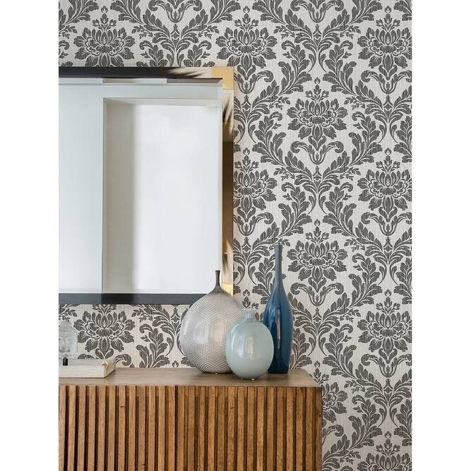 Advantage Galois Black Damask Wallpaper