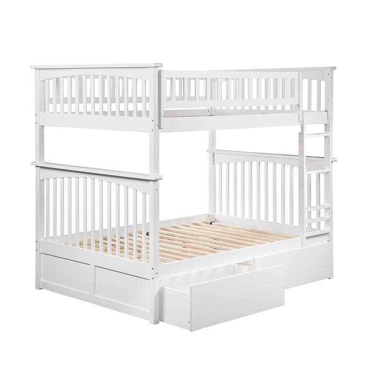 Columbia Full over Full Solid Wood Ladder Bunk Bed with Storage Drawers
