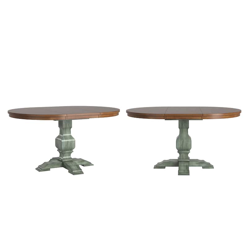 Ronda Two-Tone Oval Solid Wood Top Extending Dining Table - Oak/Antique Sage