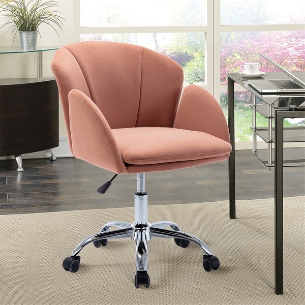 slide 2 of 10, Modern Swivel Office Chair with Casters, Adjustable Lift Height, Pink Pink