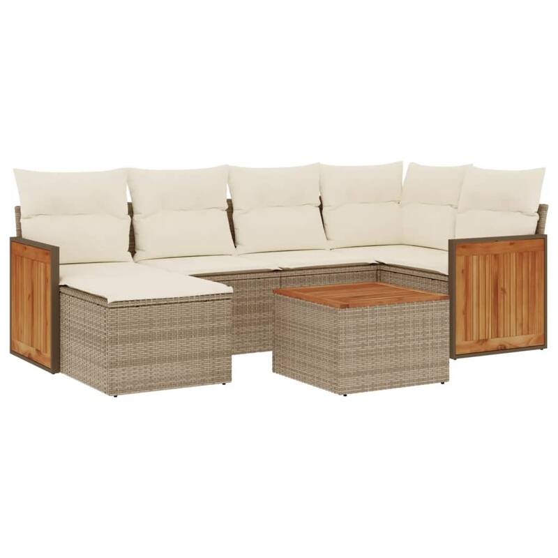 vidaXL Patio Sofa Set with Cushions Outdoor Conversation Furniture Poly Rattan