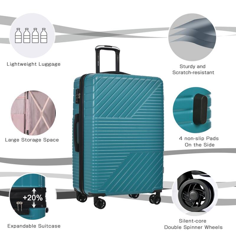 3 Piece Hardshell Luggage Spinner 8 Wheels Suitcase Sets (20"24"28")