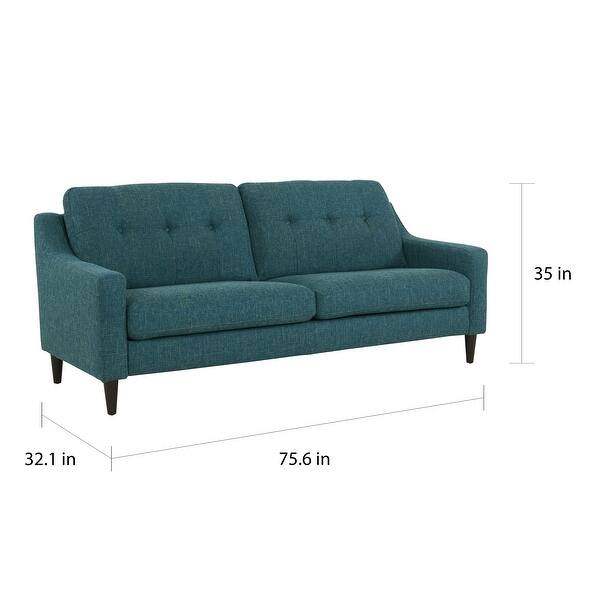 Handy Living Regina Blue Tweed Scooped Arm Sofast Sofa On Sale Overstock 21008940