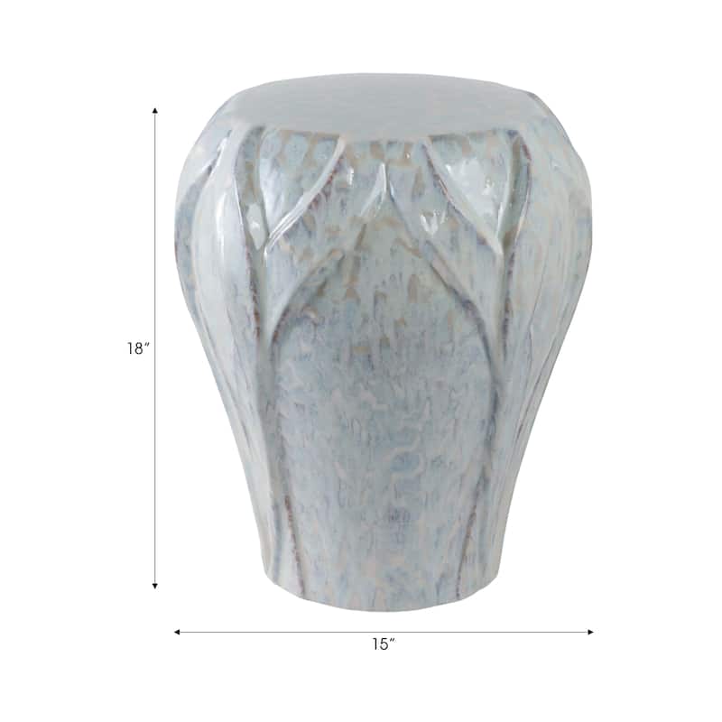 Ceramic Garden Stool Textured Glaze Modern Accent - 18" Ivory