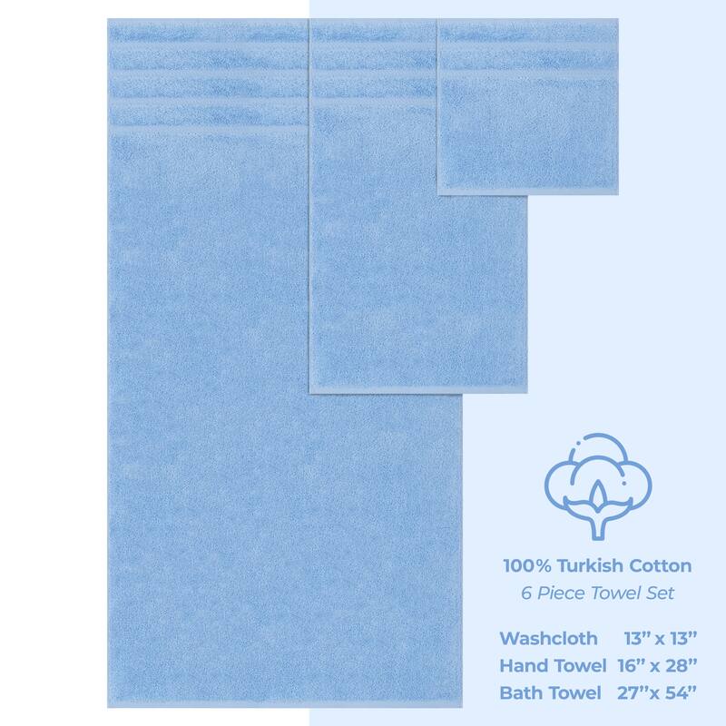 American Soft Linen 6 Piece Turkish Cotton Bath Towel Set
