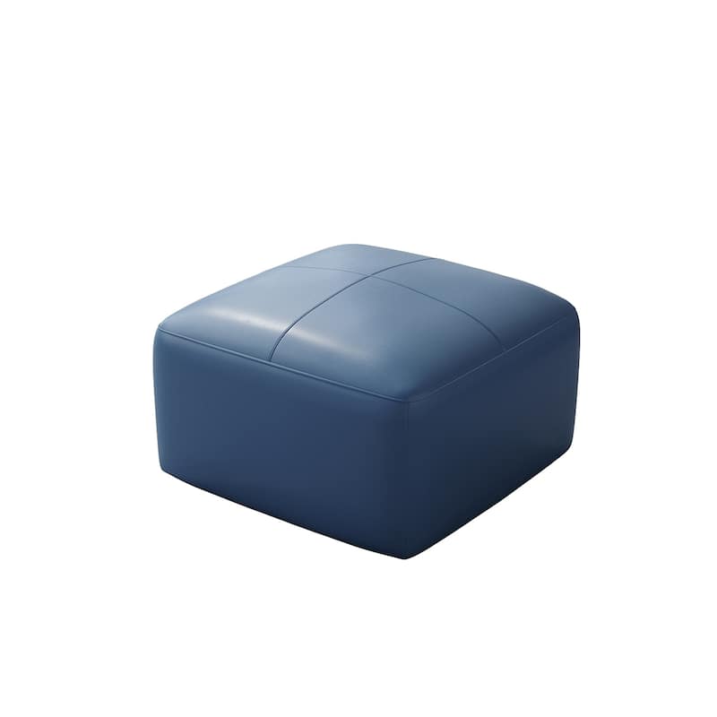 Upholstered Genuine Leather Ottoman for Living Room and Bedroom