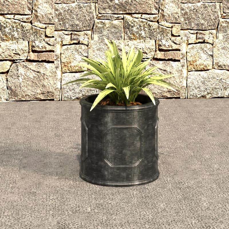 Meadow Classic Round Fiberstone and MGO Clay Planter with Drainage for Indoor Outdoor Home Office Yard Patio Fully Assembled