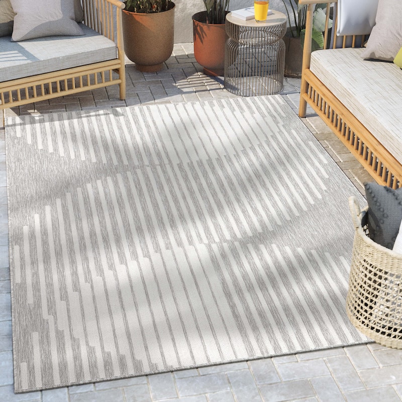 Well Woven Medusa Alder Indoor Outdoor Striped Modern Area Rug