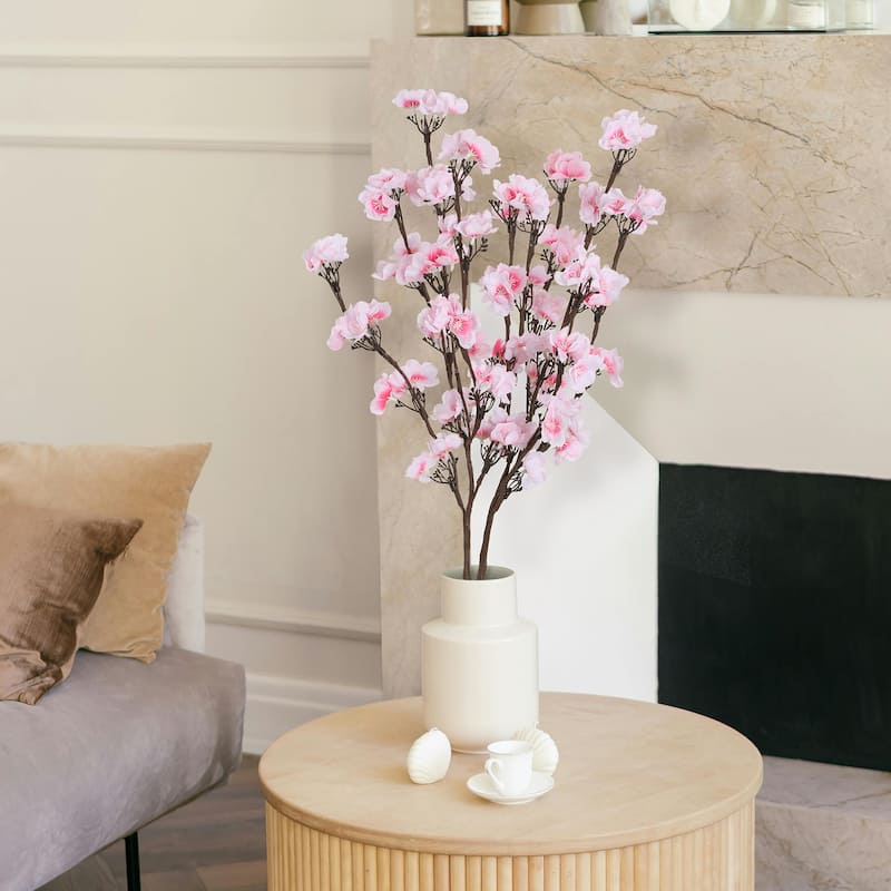 LED Artificial Flower Branch Lights Battery Powered Decor Lights for Home Shop Vase Room Wedding Christmas Party - 2PCS - Pink-Sakura