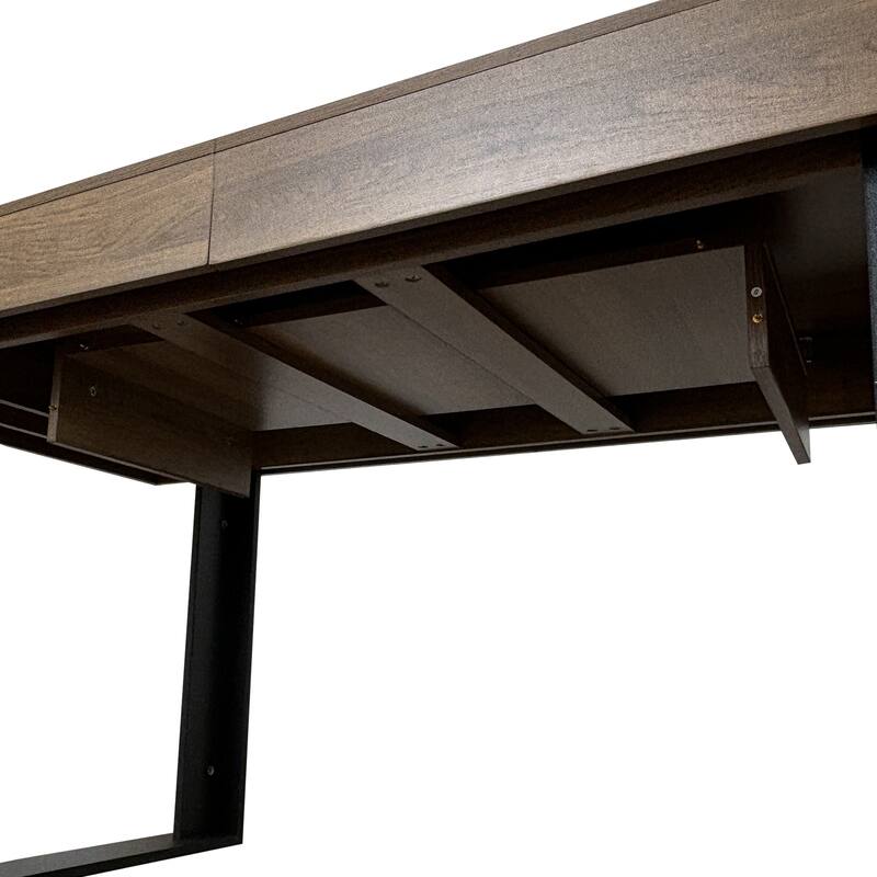 Rectangle Extendable Dining Table For 6-10 People Aged Effect Wood