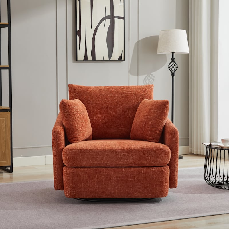 40.6" W Upholstered Swivel Accent Sofa Chair With Pillows