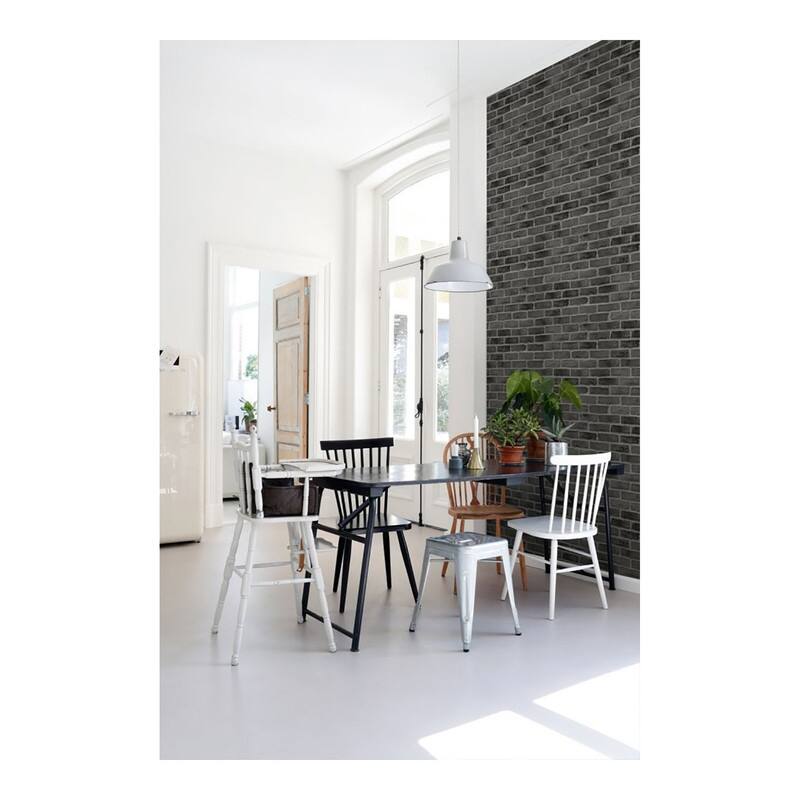 ESTA Home Burnham Black Brick Wall Wallpaper - 20.9 x 396 x 0.025