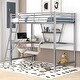 preview thumbnail 14 of 22, Twin Size Metal Loft Bed with Desk and Shelf, Black