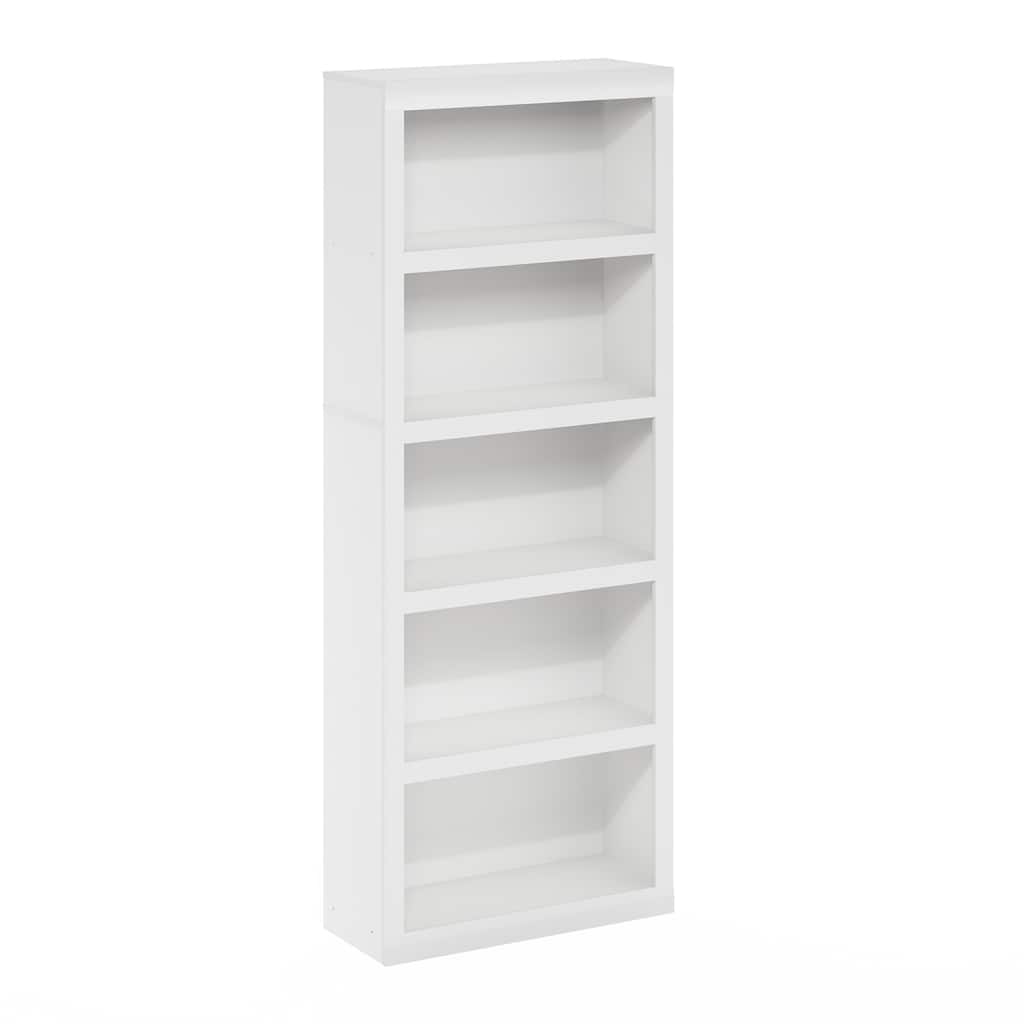 63.54 in. Tall White Wood 5-Shelf Bookcase